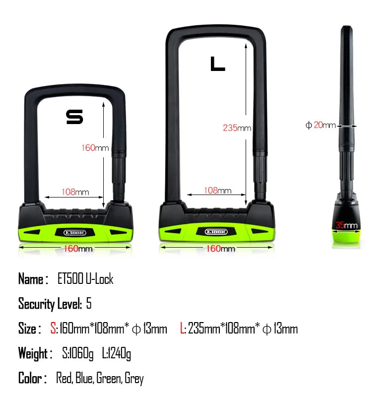 ETOOK ET500 Steel U-Lock