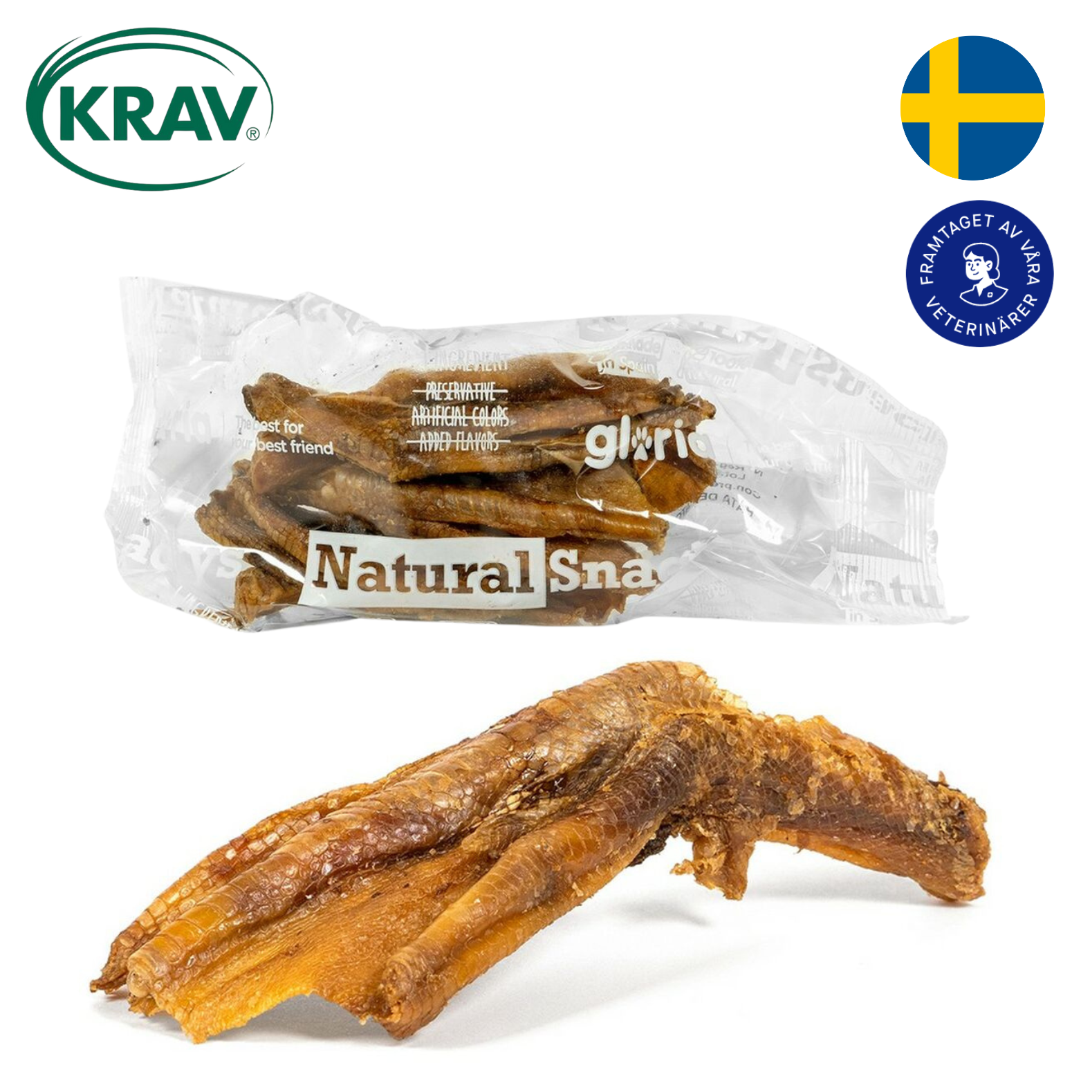 Torkade Ankfötter 5-pack för små, medelstora och stora hundar