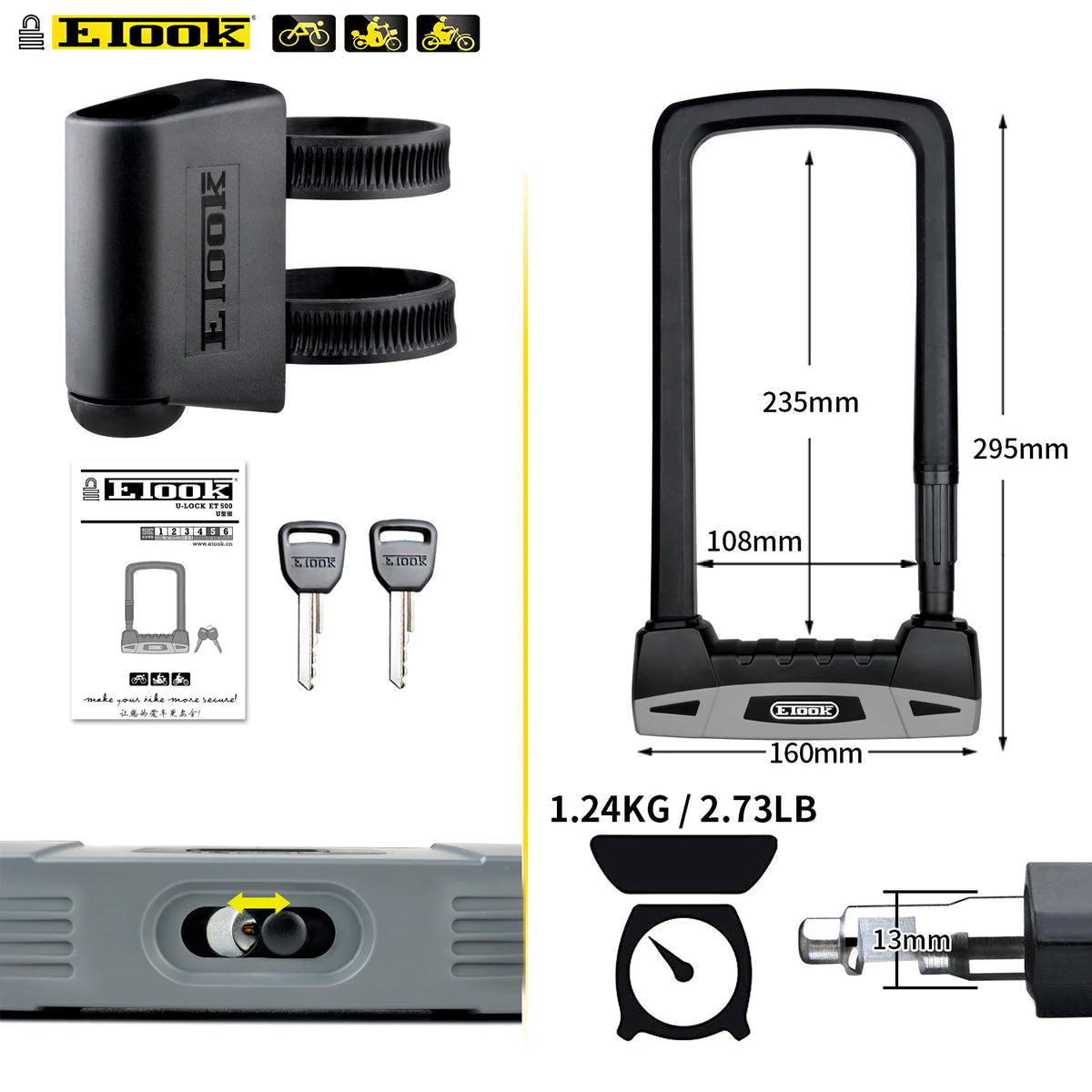 ETOOK ET500 Steel U-Lock