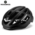 ROCKBROS ventilated black cycling helmet, front three-quarter view